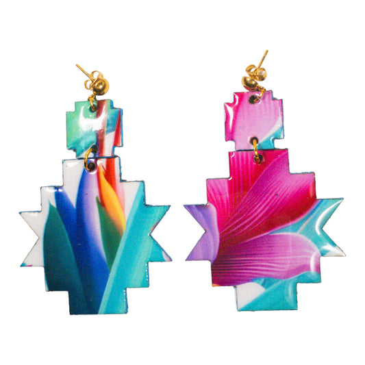 Vibrant Tropical Aztec Recycled Earring