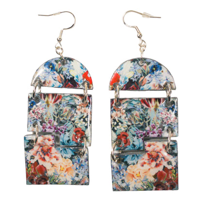 Dangle Arch Floral  Recycled Earrings