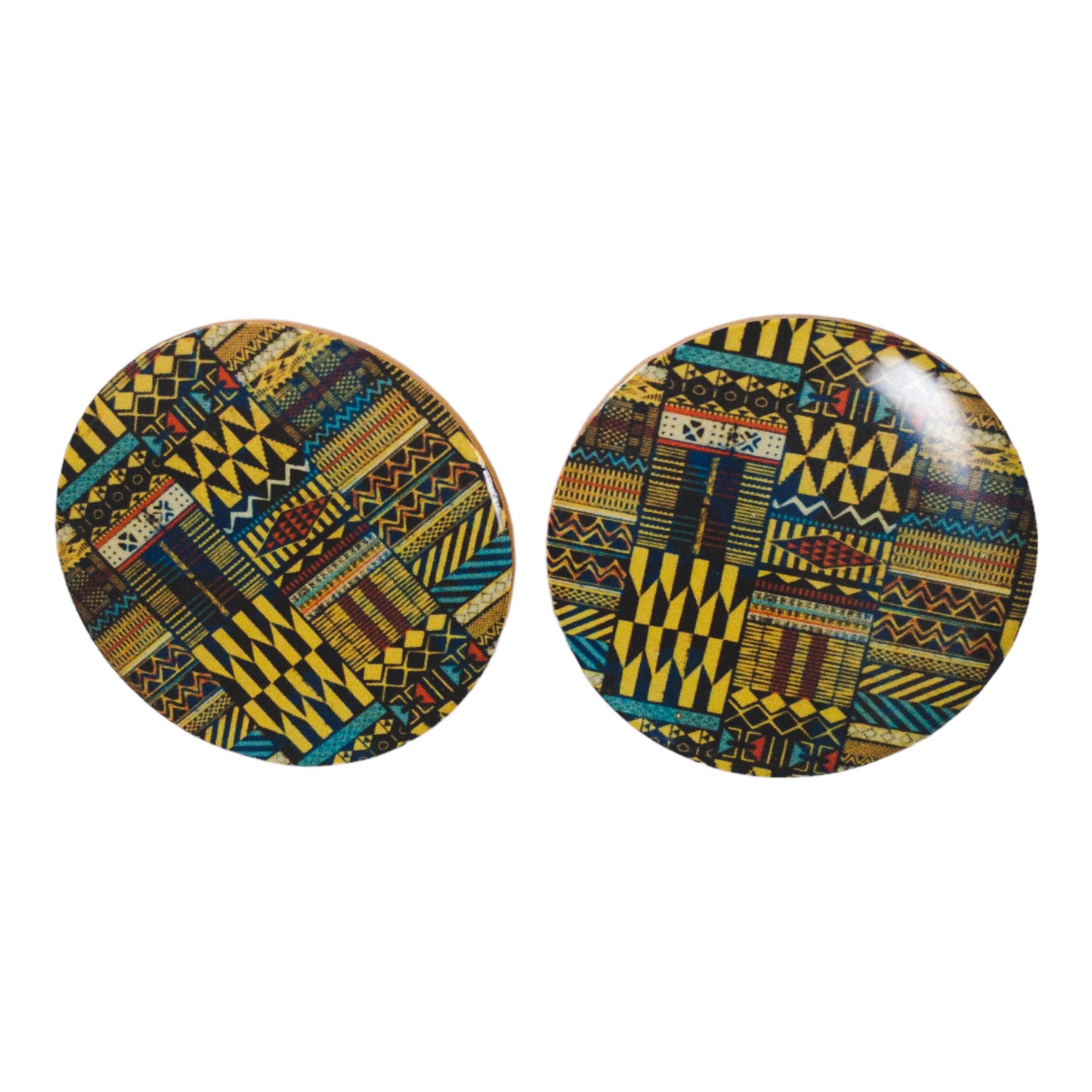 Golden Ankara Pattern Round Disc Recycled Earrings