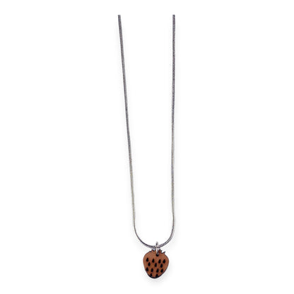 Cherry Wood Strawberry Sterling Earring Necklace Set