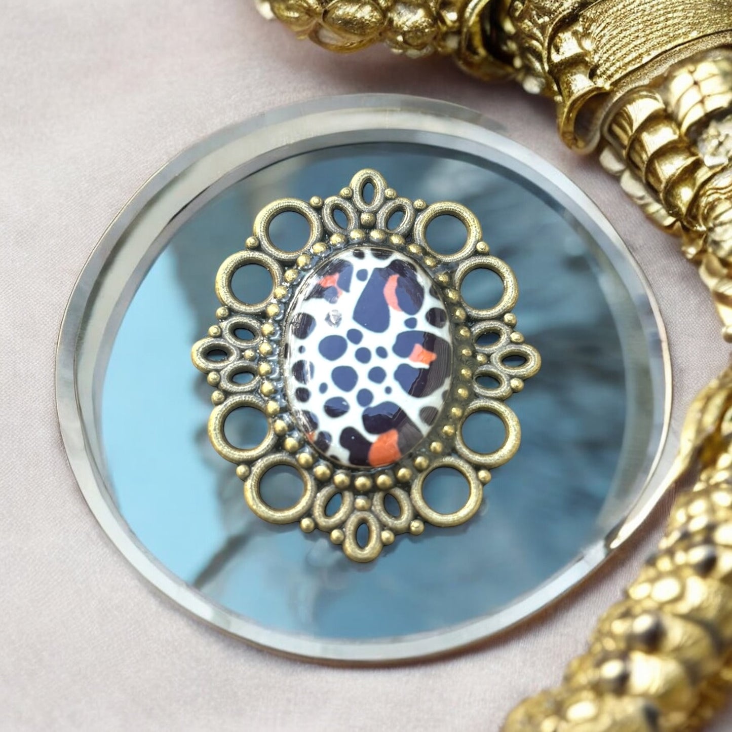 Recycled Chipboard Brass Brooch