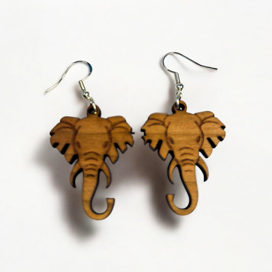Canarywood Elephant Earrings – Handmade Lightweight Animal Jewelry