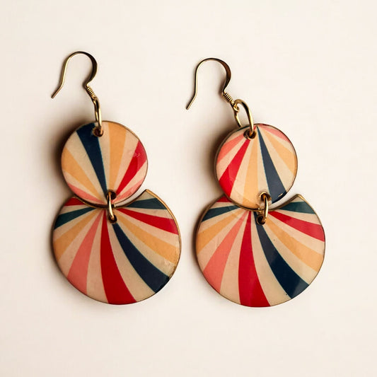 Modern Art Deco Earrings – Upcycled Materials Statement Design Earrings