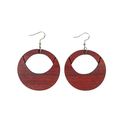 African Padauk Wood Oval Tribal Earring