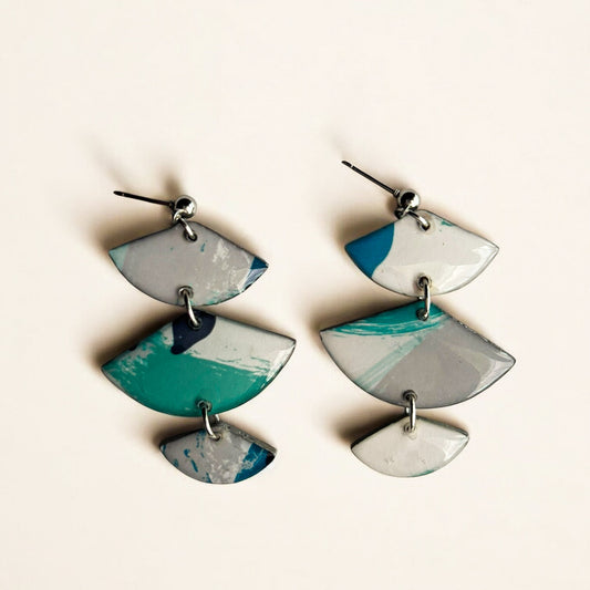 Sustainable Teardrop Earrings – Handcrafted from Recycled Chipboard