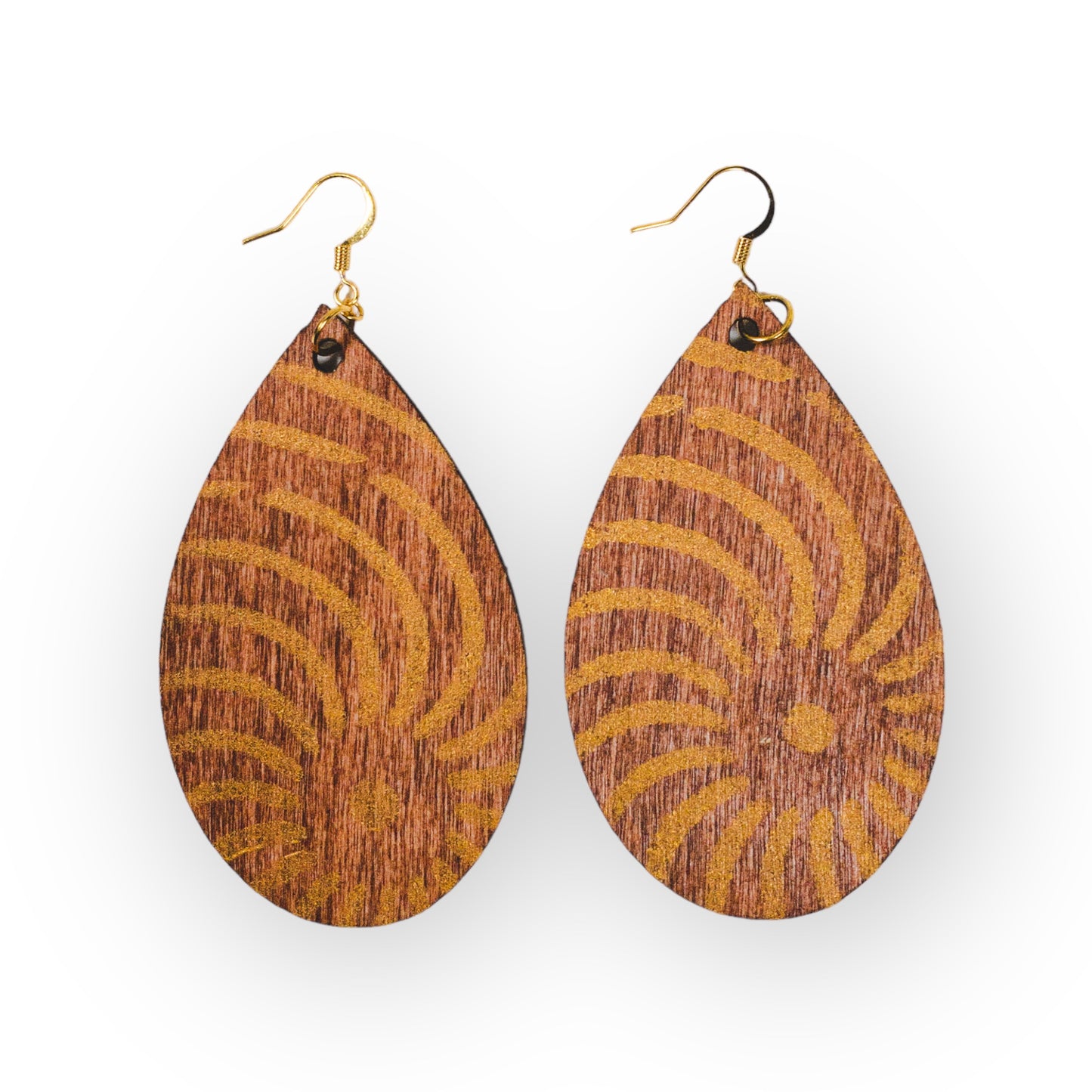 Light Cherry Teardrop Wood Tribal Earrings