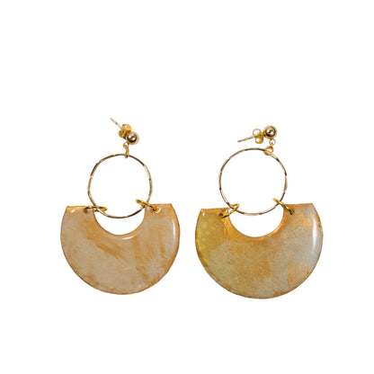 Golden Iridescent Half-Circle Drop Recycled Earrings