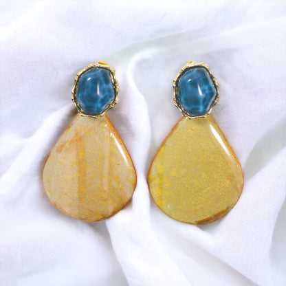 Golden Iridescent Isosceles Drop Recycled Earrings
