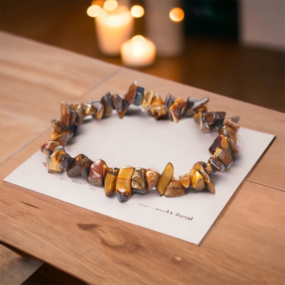 Handmade Tiger's Eye Natural Stone Stretch Bracelet