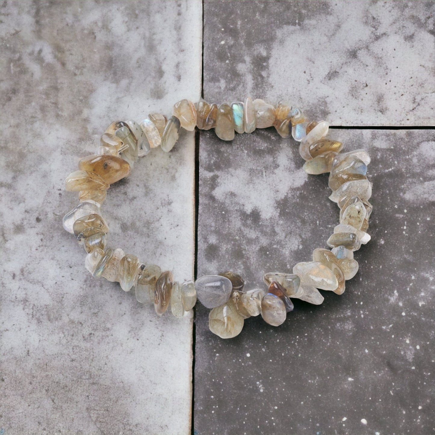 Handmade Natural Labradorite Stone Stretch Bracelet