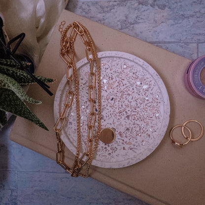 Pink Mirrored Cut Glass Cement Round Catchall Trinket Dish