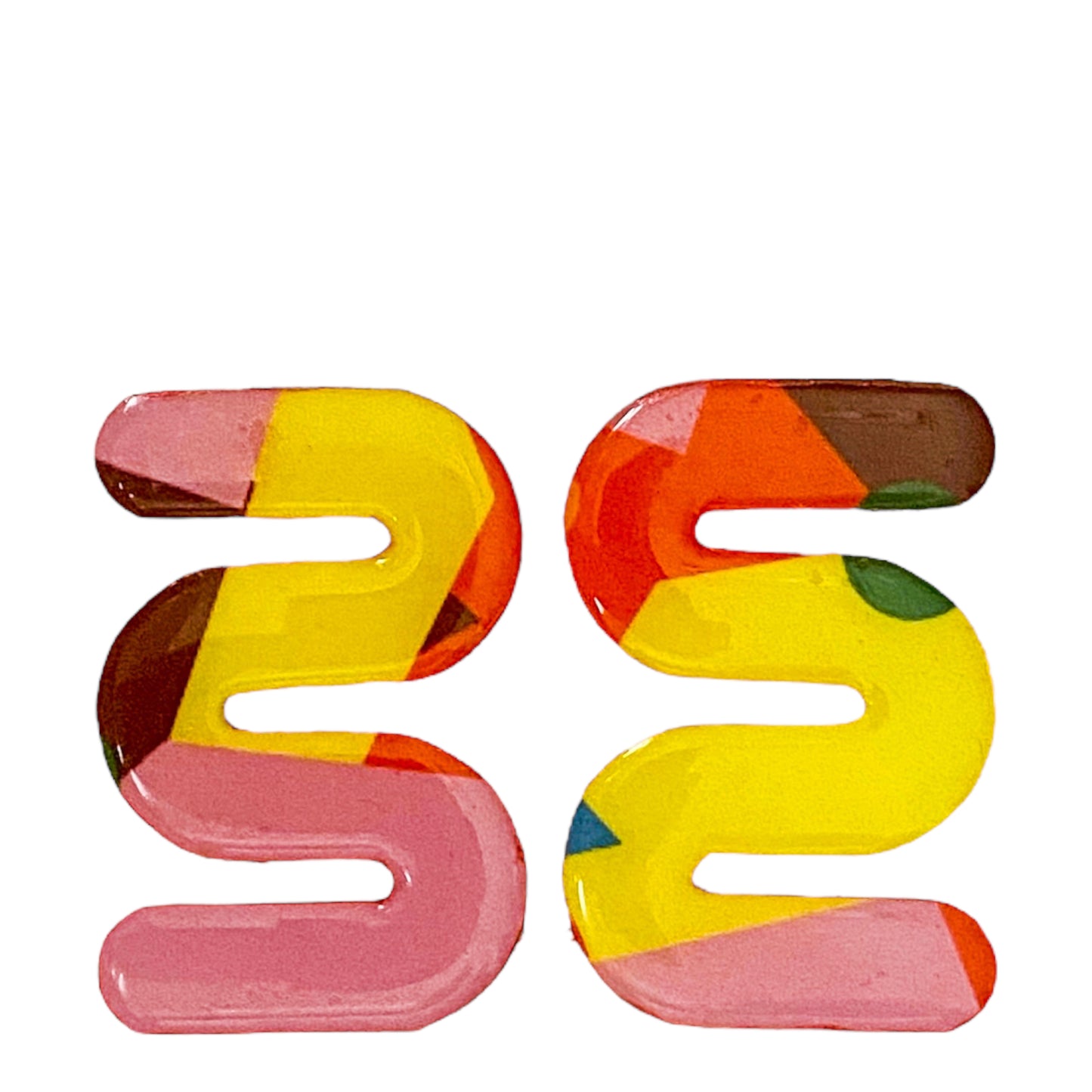 Color Block Medium "S" Recycled Earrings