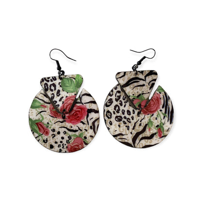 Floral & Animal Print Recycled Earring with Triangle Tab