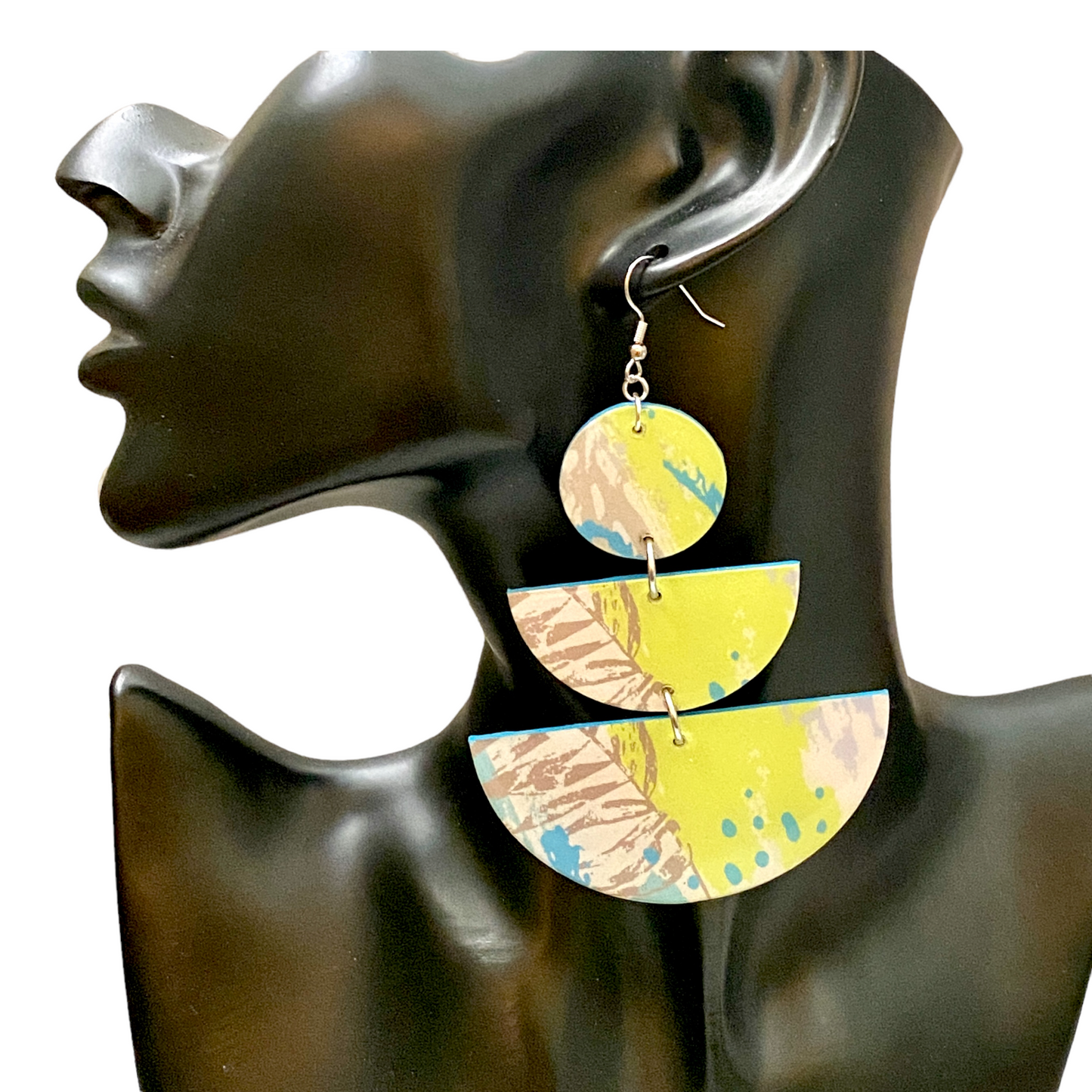 Peri Lime & Blue Geometric II Tropical Recycled Earrings
