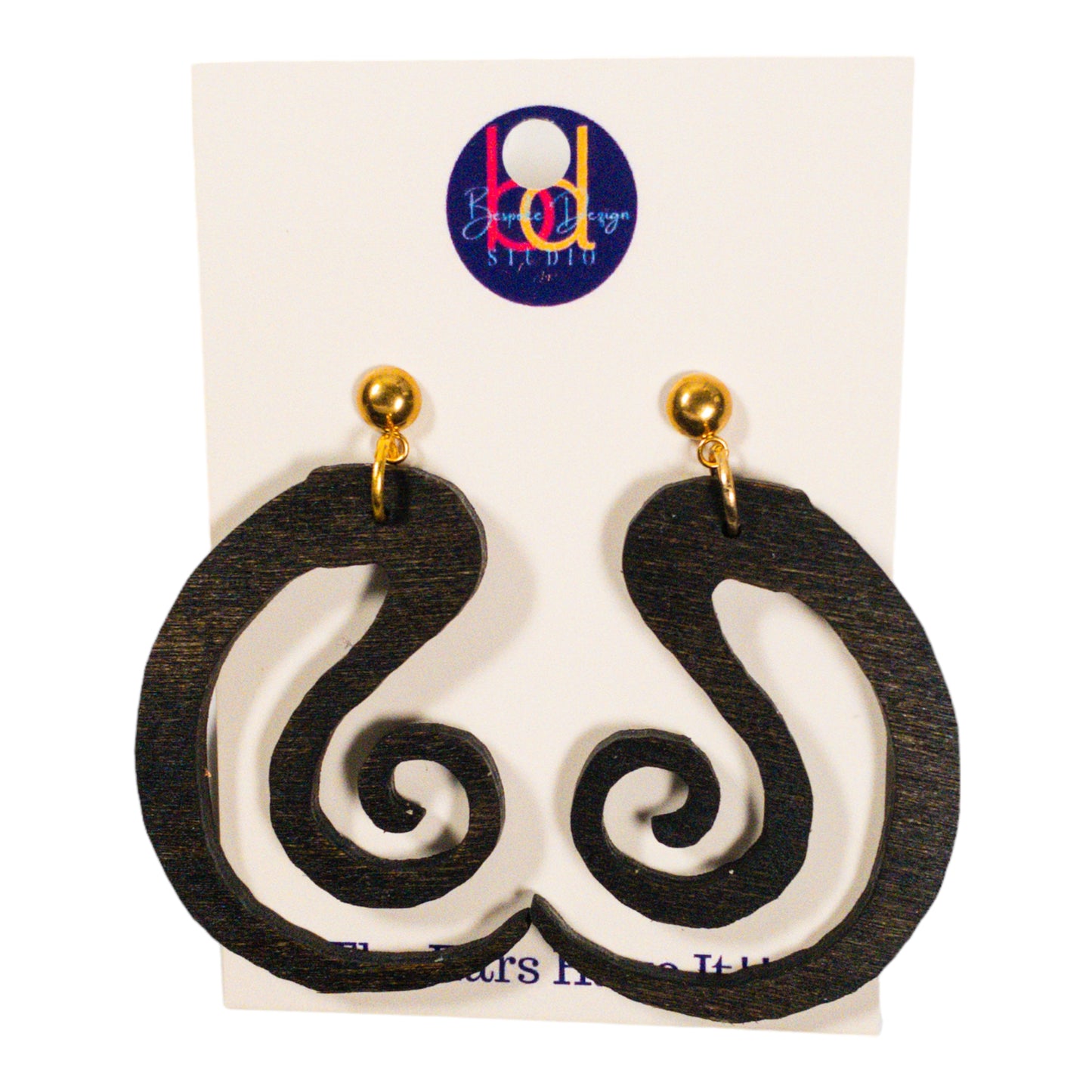 Walnut Stain Tribal Symbol  Wood Earring