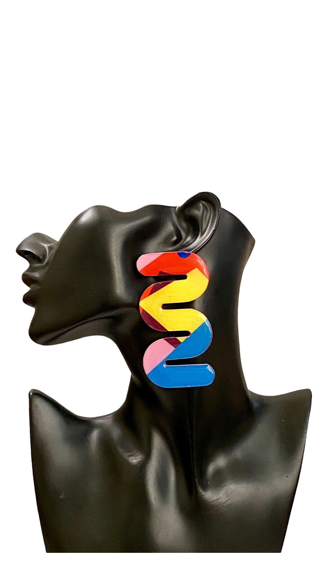 Color Block Large "S" Recycled Earrings