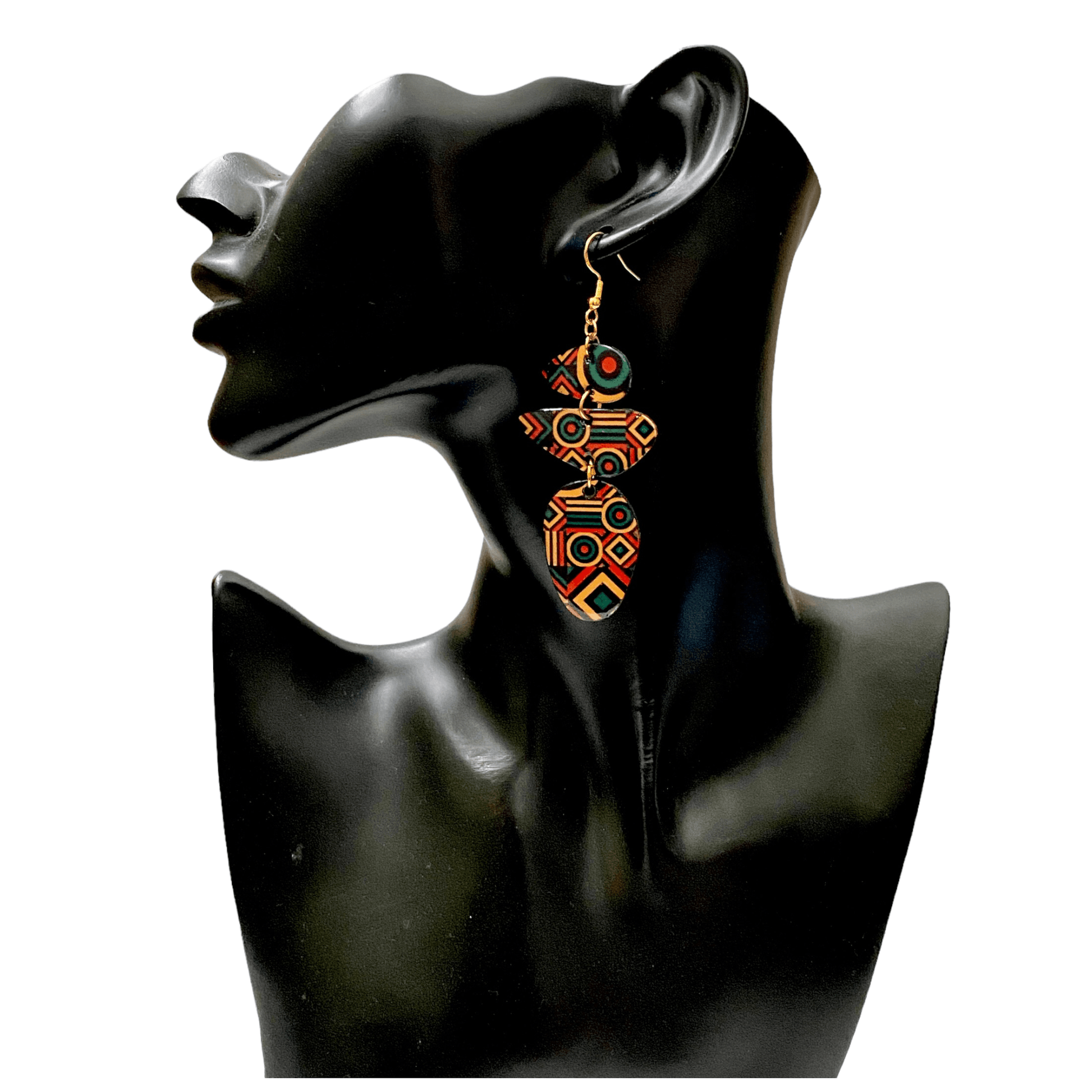 Juneteenth Inspired Geometric Shaped Recycled Earrings - Bespoke Dezign Studio