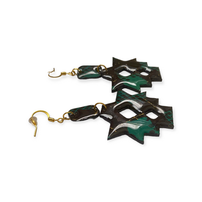 Navy & Green Snake Aztec Recycled Earrings