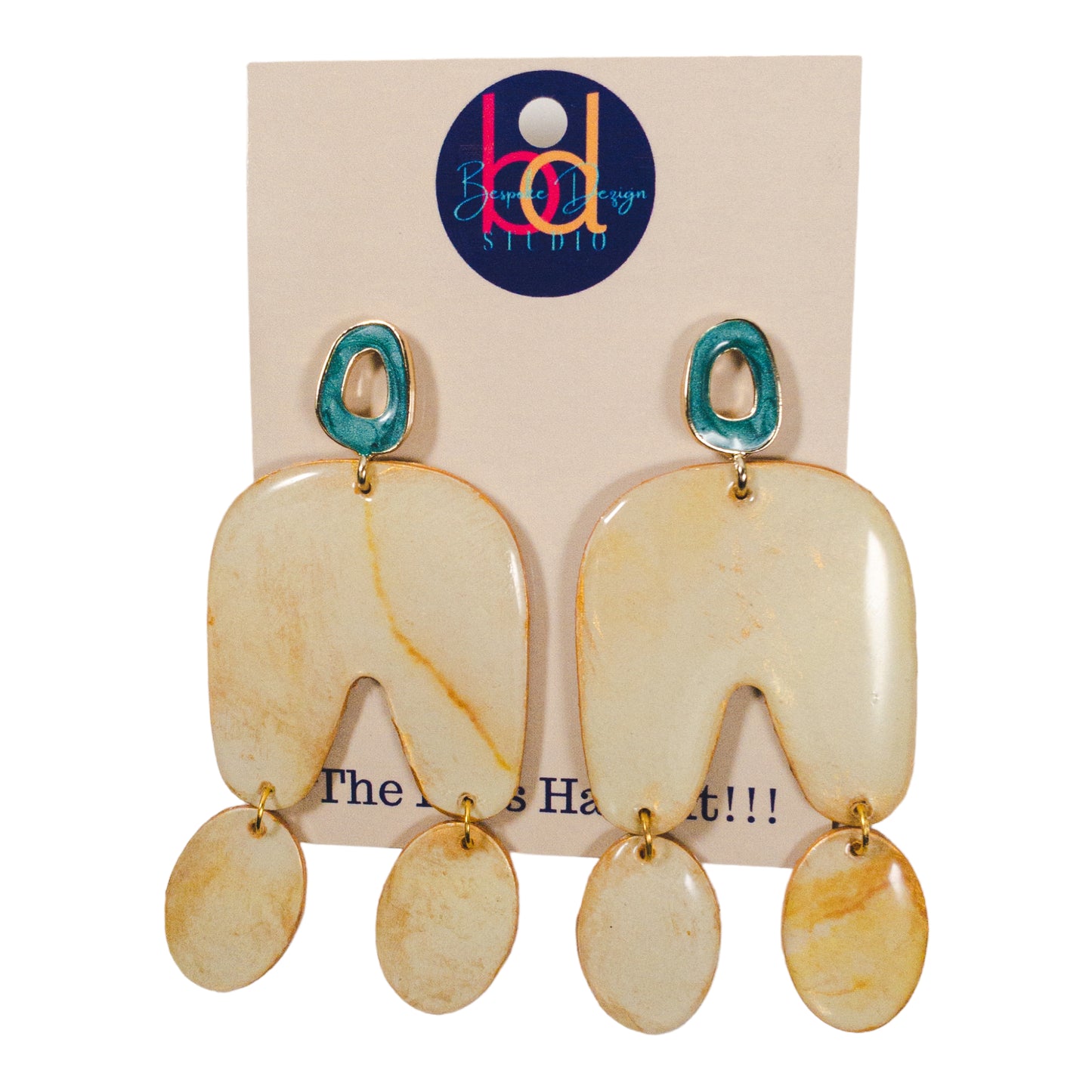 Golden Retro Abstract  Recycled Earrings