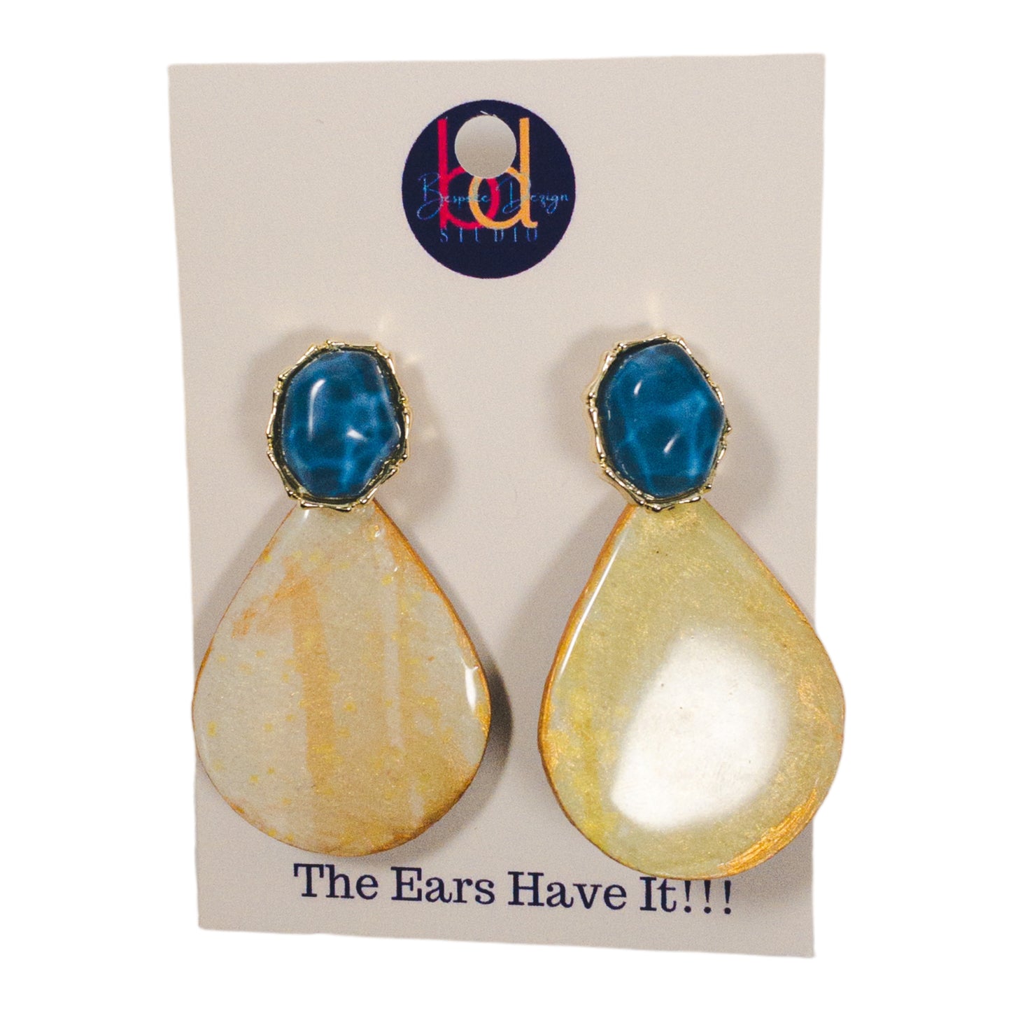Golden Iridescent Isosceles Drop Recycled Earrings