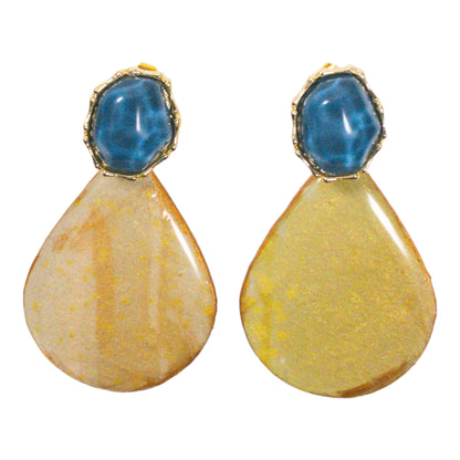 Golden Iridescent Isosceles Drop Recycled Earrings