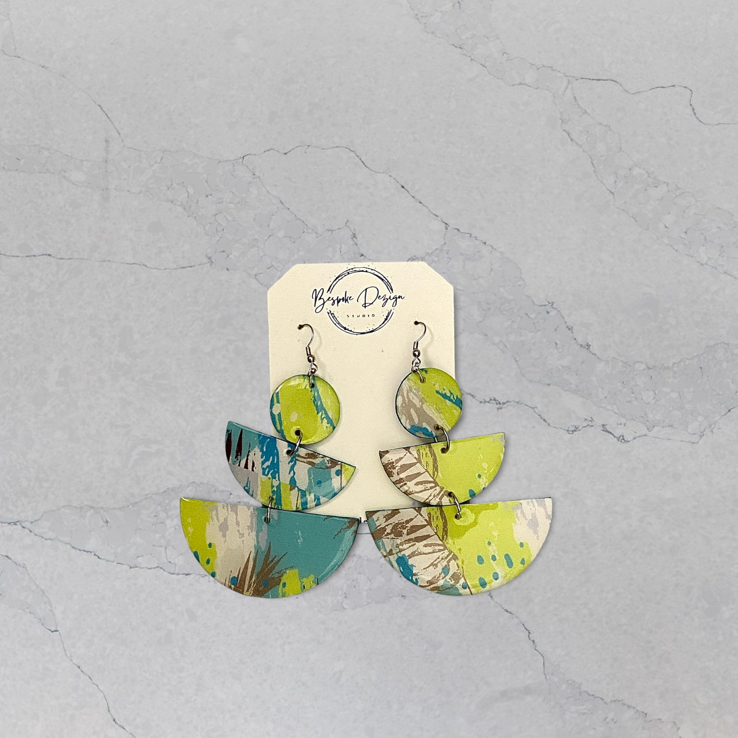 Peri Lime & Blue Geometric II Tropical Recycled Earrings