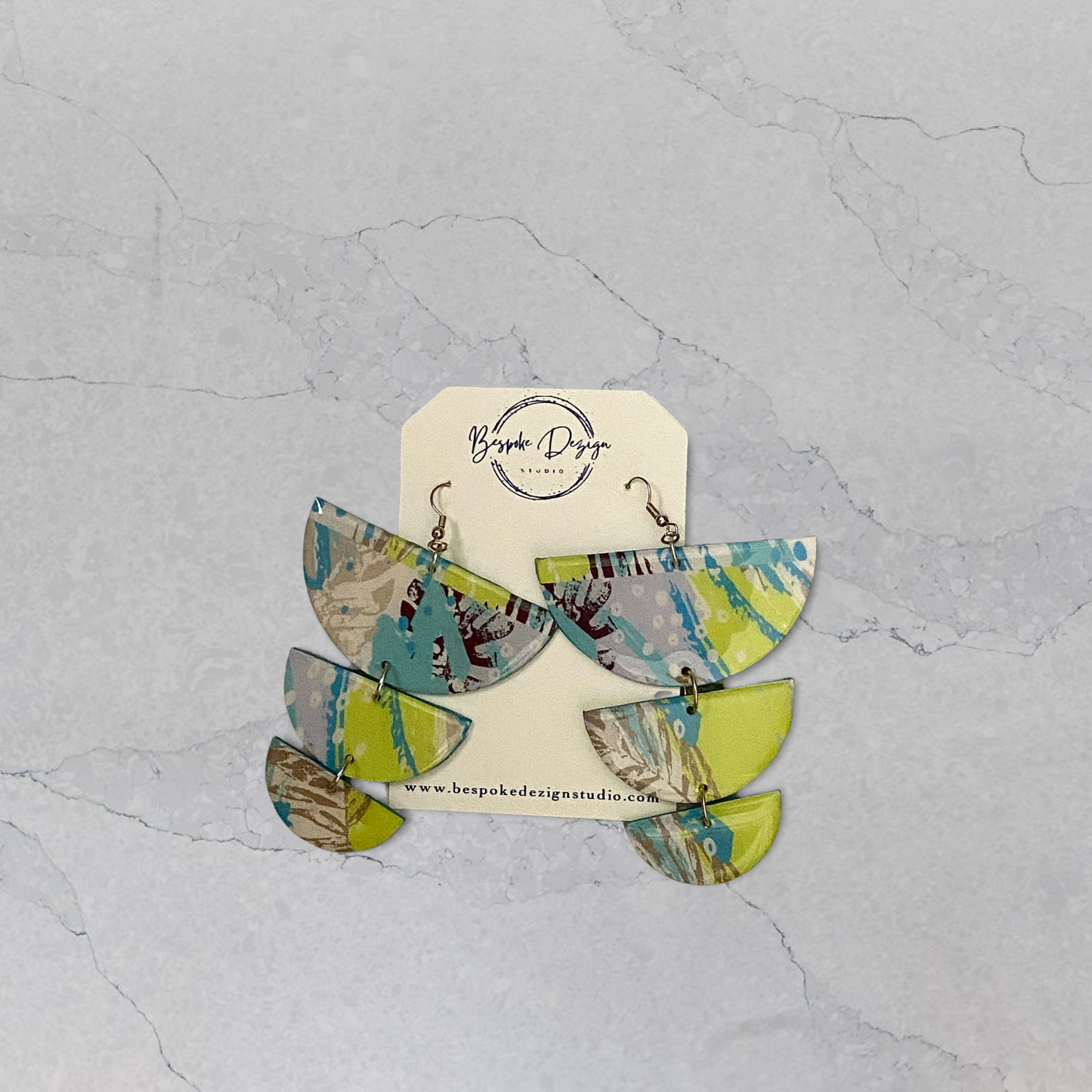 Peri Lime & Blue Geometric Tropical Recycled Earrings