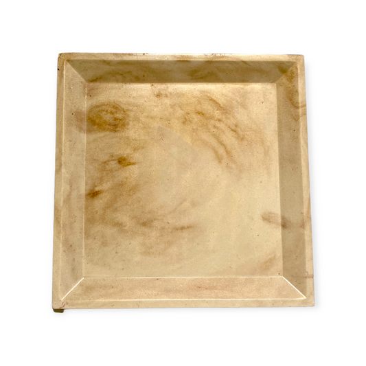 gold marbled cement based square trinket catchall disk tray
