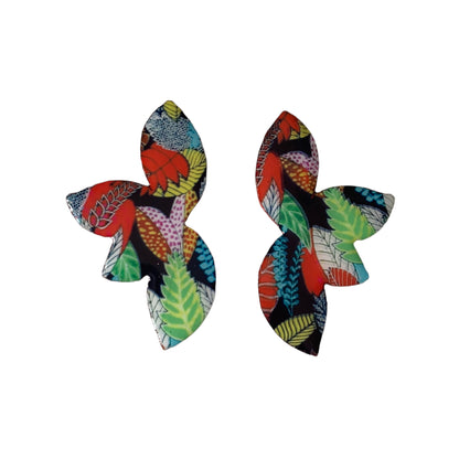 Tropical Abstract Flower Floral Pattern Recycled Earrings