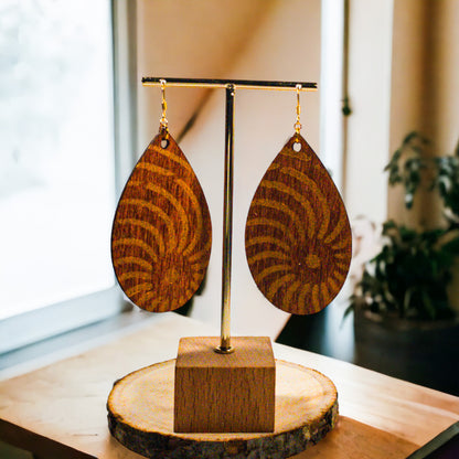 Light Cherry Teardrop Wood Tribal Earrings