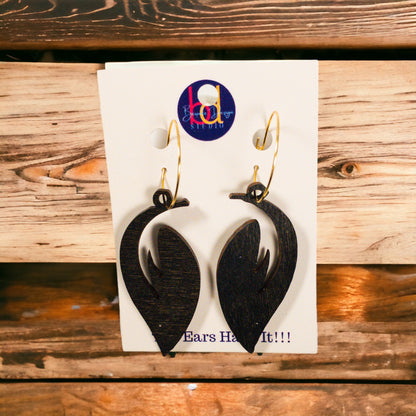 Walnut Stain Hoop Leaf Wood Earring