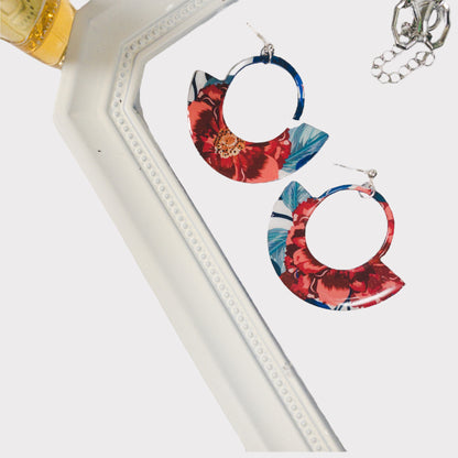 Open Circle Bold Floral Recycled Earring