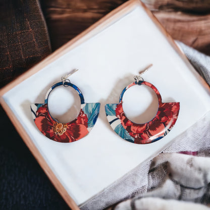 Open Circle Bold Floral Recycled Earring