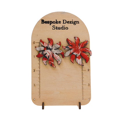Red & Black Medium Flower Stud
