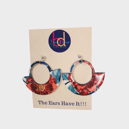 Open Circle Bold Floral Recycled Earring