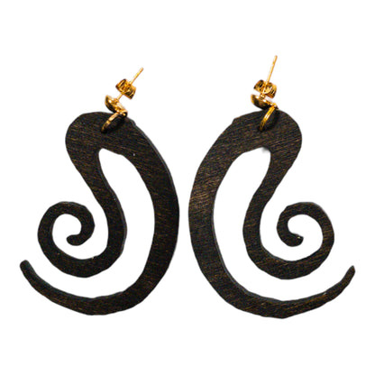 Walnut Stain Tribal Symbol  Wood Earring