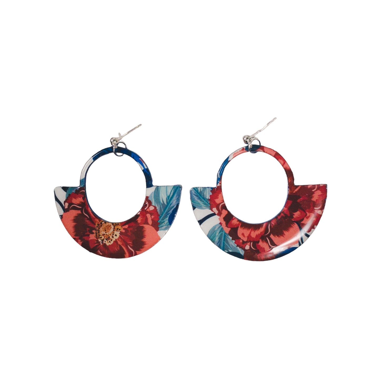 Open Circle Bold Floral Recycled Earring